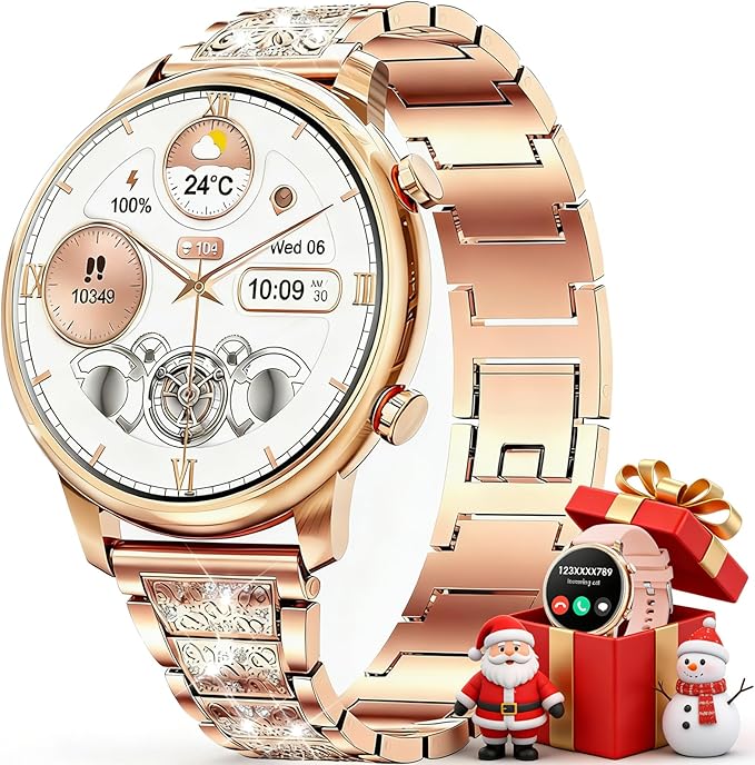 Hwagol Smart Watches for Women Android Phones iPhone Compatible(Bluetooth Call),1.39'' Round Fitness Tracker Heart Rate/SpO2/Sleep Monitor,100+Sport Modes Pedometer