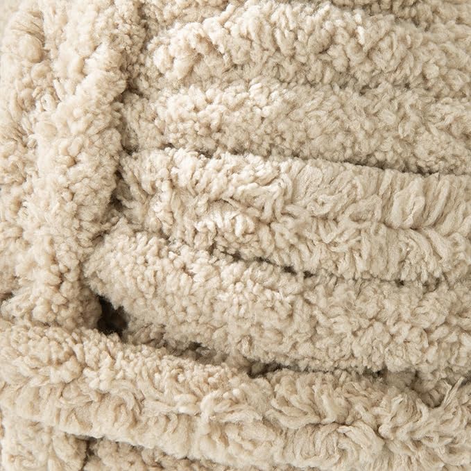 HOMBYS Khaki Chunky Chenille Yarn for Hand Knitting,Fluffy Soft Jumbo Yarn Crocheting,Super Bulky Big Yarn for Chunky Blanket,Large Thick Arm Knitting Yarn,8 Pack Plush Fuzzy Yarn