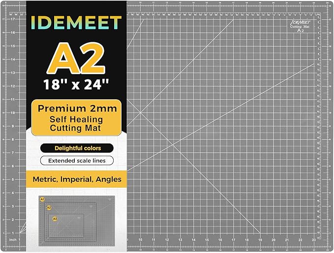 Premium 18" x 24" Self Healing Sewing Mat, Non-slip A2 Cutting Mat for Quilting, 5-Ply Rotary Cutting Board Double-Sided for Crafts Cutting Fabric Scrapbooking Modeling Projects, Anthracite Gray