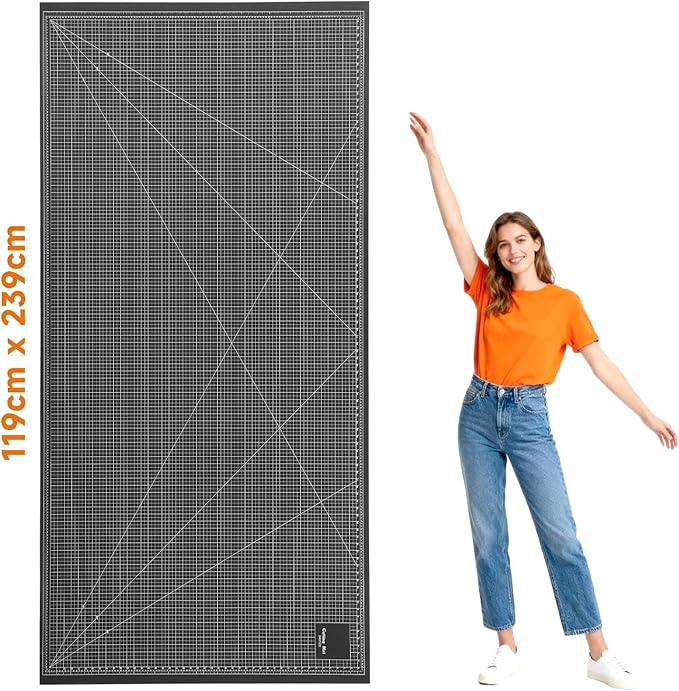 Extra Large 47'x94' Self Healing Cutting Mat，Non-Slip Worktable Mat，Black and White Side printed with precise grid lines