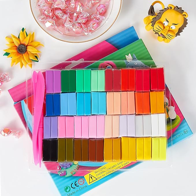 CiaraQ Polymer Clay Kit, Mini Modeling Clay Set for Kids/Beginners/Artist, 32 Colors