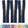 #5 Gold Metal Zipper - 50+ Colors - 3 PCS - (4-14 inches) Sizes - Luxury Lightweight Handcraft Metal Zippers with pulls for Purses Bags Pockets Shoes Sewing & Crafts DIY ZP024314