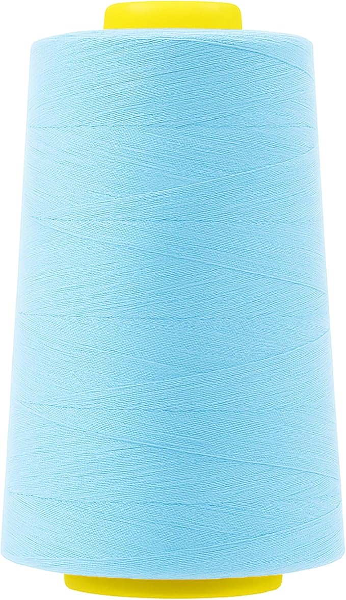 Mandala Crafts 4 Pack of Serger Threads Cones Spools - 40S/2 24000 Yards Polyester Pale Blue Threads for Sergers Machine and Overlock Quilting Sewing Machine