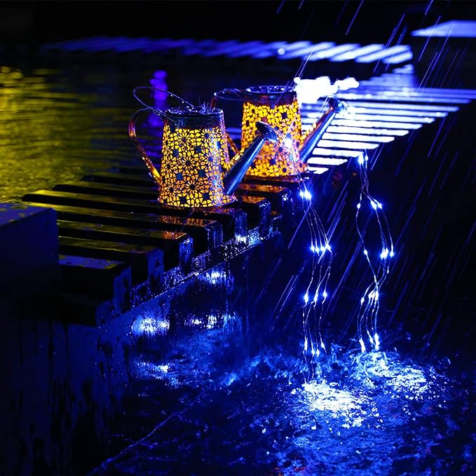VOOKRY Solar Watering Can Lights, Large Hanging Blue Solar Lights Outdoor Decorative Garden Decor Waterproof for Outside Patio Yard Porch Lawn Landscape, Birthday Gifts for Women Mom Grandma Christmas