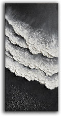 YaSheng Art - Oil Painting on Canvas Texture Black and White Ocean scenery sandbeach 3D Oil Painting Hand-Painted Abstract Artwork Paintings Modern Home Decor Living room sofa bedroom dining room hanging pictures Canvas Wall Art 24x48inch