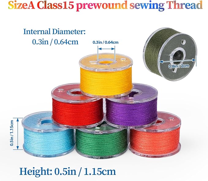 210 Pcs Prewound Bobbin Thread, 36 Colors Sewing Thread, Polyester Thread, SizeA Class15 Bobbin Singer/Brother/Janome/Embroidery Machine