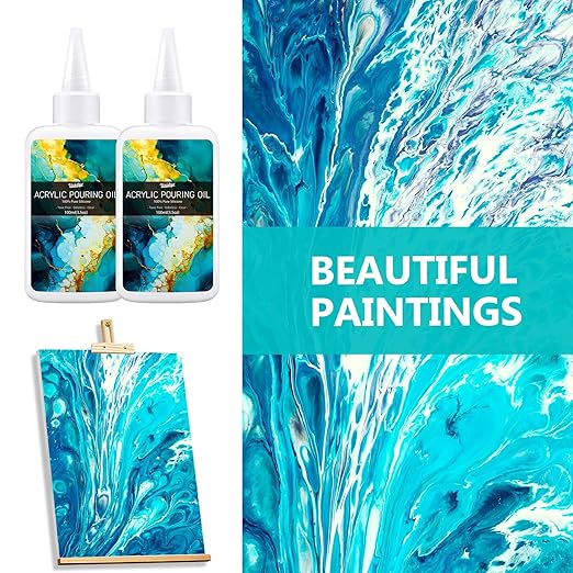 7oz Silicone Pouring Oil, 100% Pure Silicone Oil for Acrylic Pouring, Clear Dramatic Cell Activator for Acrylic Paint, Watercolor and Other Art Supplies, Non-Toxic and Odorless