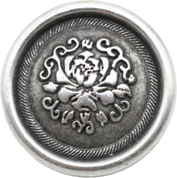 Antique Silver Metal Buttons - 12 Pcs - 3 Size Options - Floral Round Metal Shank Buttons Vintage for Men Women Blazer Coat Uniform Shirt Suit and Jacket Sewing Craft DIY N12501