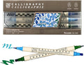 Kuretake Zig Calligraphy Dual Tip Marker Pens 3 colors set, BlueGreen, 2mm, 5mm, Double Tip, for Art, Sketch, illustration, Calligraphy, Journal, Drawing, Made in Japan