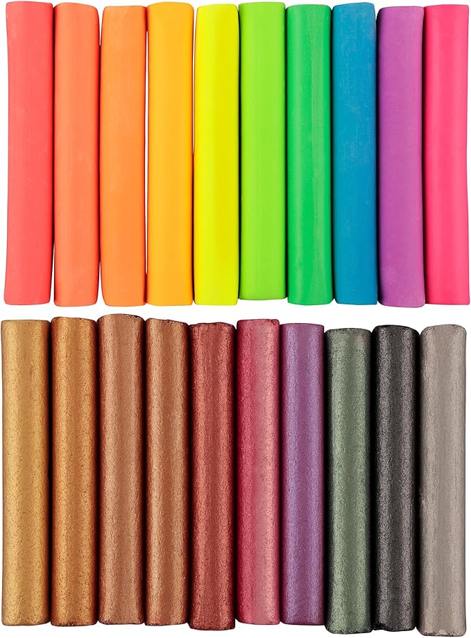 Soho Urban Artist Soft Pastel Sticks - Bundle of 10 Each Metallic and Fluorescent Colors for Artists - Drawing, Blending, Layering, Shading