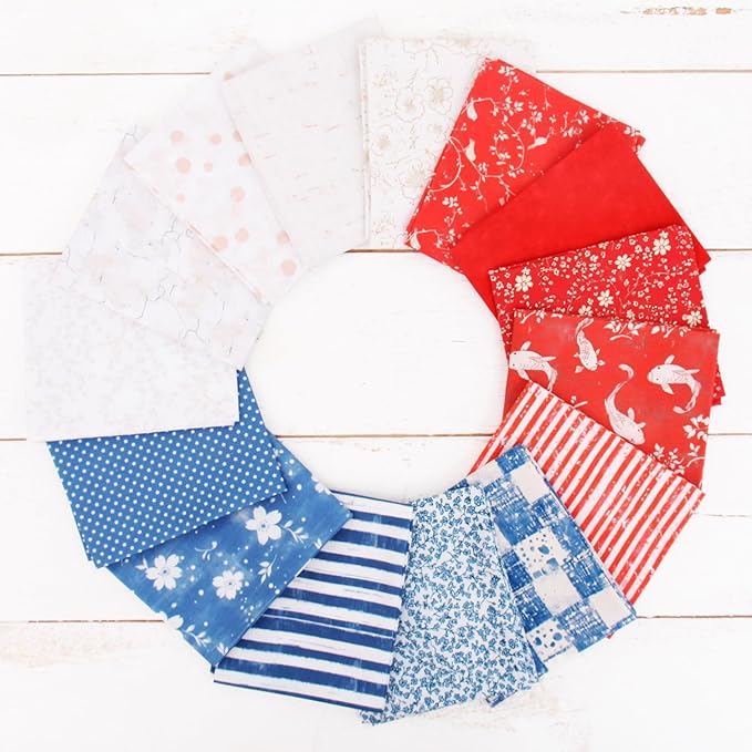 Threadart Exclusive 15 Fat Quarter Bundles - Patriotic Vintage Prints 100% Cotton Fabric - Premium 100% Cotton Quilting Fabric - No Duplicates - Full Size Fat Quarters 18"x21" - Patriotic