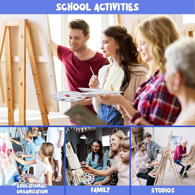 30Pcs Paint Tray Palettes, Plastic Paint Pallets with Hanging Hole for Teachers or Students to Paints on School Project, Art Class or Have a Birthday Painting Part