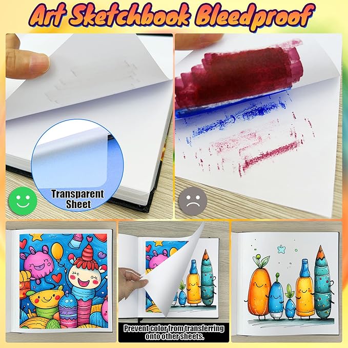 Halobios Square Sketchbook for Drawing, 120 lb/200 GSM A4 Mixed Media Sketchbook, 80 Sheets/160 Pages Portable Marker Drawing Paper Sketch Book for Alcohol Markers, Artists, Beginners（8.3”x11.7”）