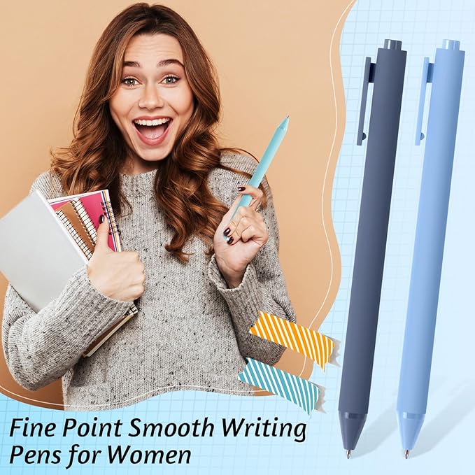 Crtiin 50 Pcs Gel Ink Pens Bulk, Black Ink 0.5mm Fine Point Retractable Pen Smooth Writing Office Supplies for Teacher Server Nurse Christmas Charity Donation Valentine (Blue Series)