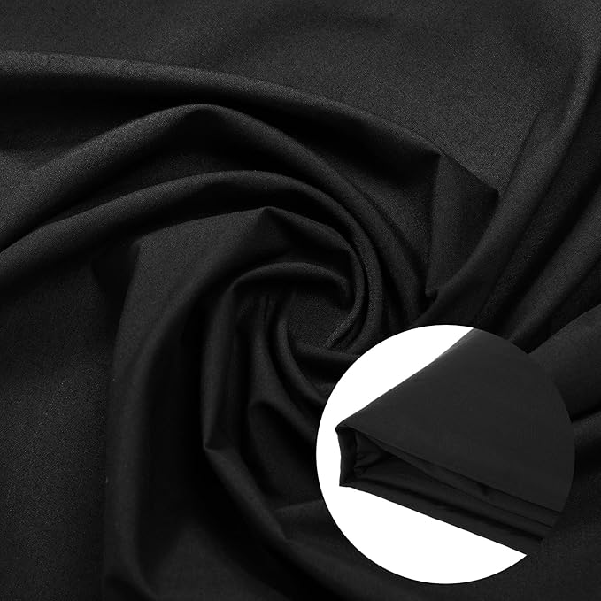 VitalCozy 1.62 x 20 yd Unbleached Polyester Cotton Muslin Fabric Textile Wide Polyester Cotton Fabric Embroidery Muslin Quilting Linen Material for Sewing Apparel Painting(Black)