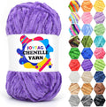 Velvet Chenille Yarn for Crocheting Light Purple Velvet Fluffy Plush Thick Bulky Chunky Chenille Soft Baby Blanket Yarn for Crocheting Hand Knitting 100g-Dark Purple