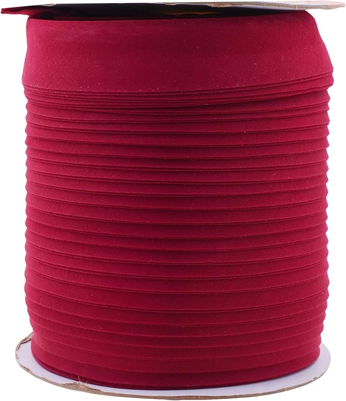 Mandala Crafts 55 Yards 1 Inch Burgundy Double Fold Bias Tape for Sewing - Bias Binding Tape for Quilting Binding, Hemming, Seam, and Fabric Piping