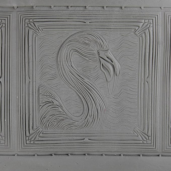 Flamingo Clay Texture Roller (4") - Bird Set #01 - Embossing Pattern Roller for Polymer & Ceramic Clay, Pottery & Crafts