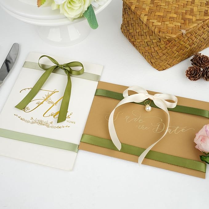 Sage Green Satin Ribbon - Moss Green, 1/2 Inch, 6 Rolls (60 Yards) for Wedding, Crafts & Gift Wrapping