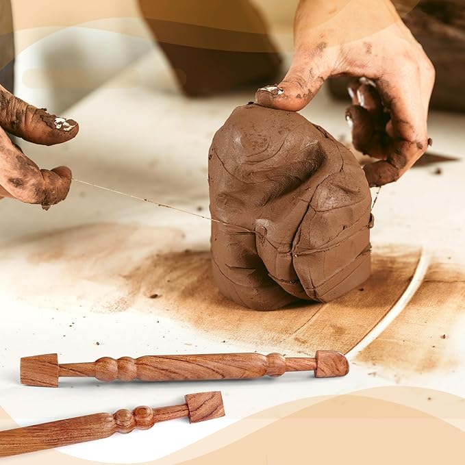 Vtuna Double Head Clay Sculpting Tool, Modeling Ceramic Pottery Tool, Styling, Carving and Smoothing Throwing Pottery Sticks, 2in1 Pottery Wood Tool (1)