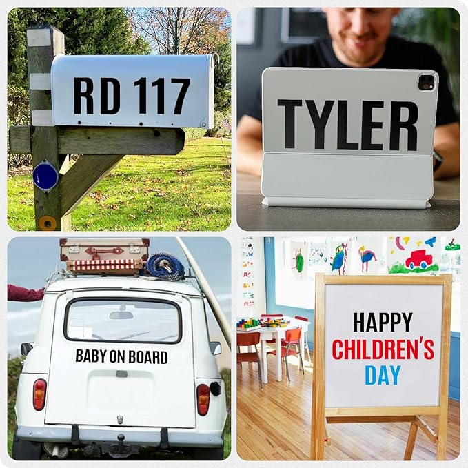 Seloom 13 Sheets Alphabet Stickers,4 Inch Large Vinyl Letter Number Stickers Self Adhesive,Waterproof Numbers Alphabet Letters Labels for DIY Crafts,Mailbox,Notebook,Door,Water Bottles,Car(Black)