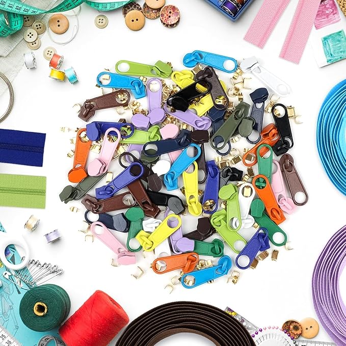 DOITEM 14 Colors Zippers by Yard, 3 mm Zipper 39 Meter 43.5 Yard Nylon Endless Zipper Set with Slider and Zipper
