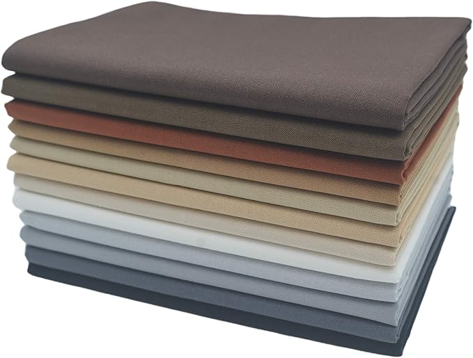 Fat Quarters Fabric Bundles Solid Colors, 12 Precut Cotton Fabric Quilting, 18 x 22 inch, (Rocky Mountains)