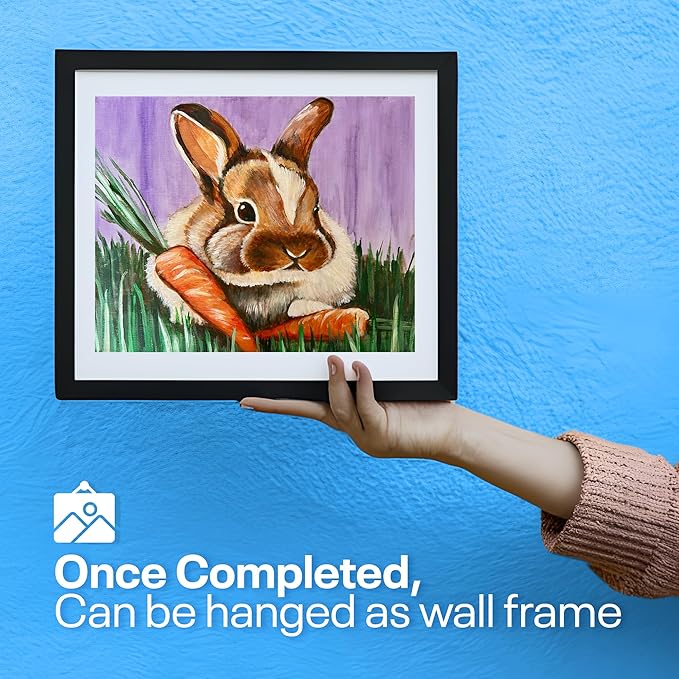 Painting4Real DIY Art Painting Kit for Adults – Learn to Paint Meadow Bunny with Video Tutorials – 9 Pieces Acrylic Paint Set for Adults –Perfect Christmas Crafts & Holiday Gifts for Art Lovers