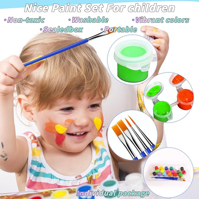 220 Pcs 18 Colors Mini Acrylic Paint Set for Kids Adults,Bulk Set of 10 Washable Craft Painting Kit, Acrylic Paint Strips Container with 40 Pcs Paintbrushes for Home Classroom Party Favors Paiting