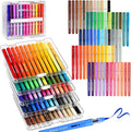 60 Colors Acrylic Paint Markers, Automatic Ink Control System with Soft Brush Tip Acrylic Paint Pens for Rock Painting, Canvas, Wood, Glass, Metal, Ceramic, Calligraphy, Card Making, DIY Crafts