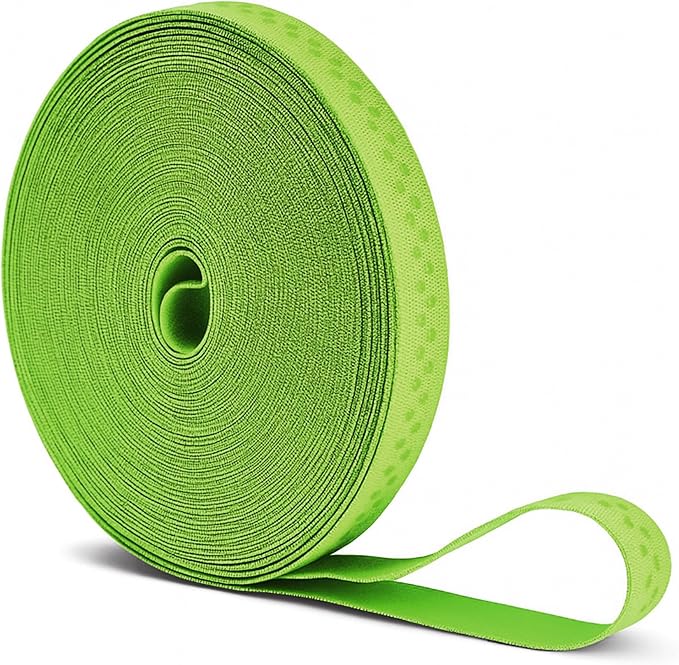 Mandala Crafts 0.5 Inch Elastic Silicone Gripper Tape for Clothing - 10 Yds Dotted Non Slip Elastic Band for Sewing - Lime Green Silicone Flat Fabric Stretchy Ribbon Straps