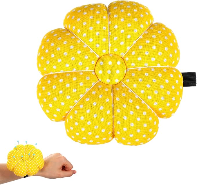 Wrist Pin Cushions for Sewing Cute with Elastic Strap Pumpkin Shaped Needle Cushions for Sewing Needlework Wristband Pincushions Wearable Needle Pincushions for Needlework or DIY Crafts Yellow Gifts