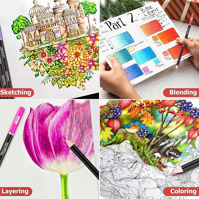 Soucolor 72-Color Colored Pencils for Adult Coloring Books, Soft Core, Back to School Supplies, Smooth Coloring Pencils for Kids Sketching, Drawing, Blending, Shading, Arts & Crafts Supplies Gift