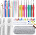 Mayboos 72 Pcs Crochet Hooks Set, Crochet Hooks Kit Plus Large Eye Blunt Needles Ergonomic Yarn Knitting Needles Marking Clips Tools Set with Crochet Needle Accessories