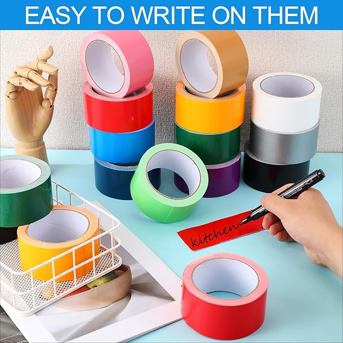 Fainne 24 Rolls Colored Duct Tape Bulk, Duct Tape Heavy Duty Waterproof, Multi Purposes, No Residue, Tear by Hand for Indoor Outdoor Use(Colorful,15 Yards X 2 Inches)