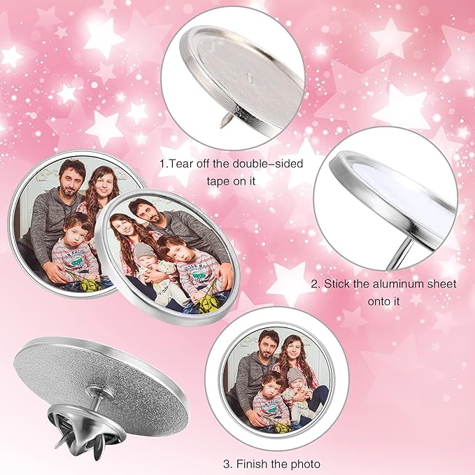 Hicarer 10 Pieces Sublimation Blank Pins Button Pin Badge DIY Button Badge Sublimation Silver Blank Base Pins for DIY Craft Making School Supplies