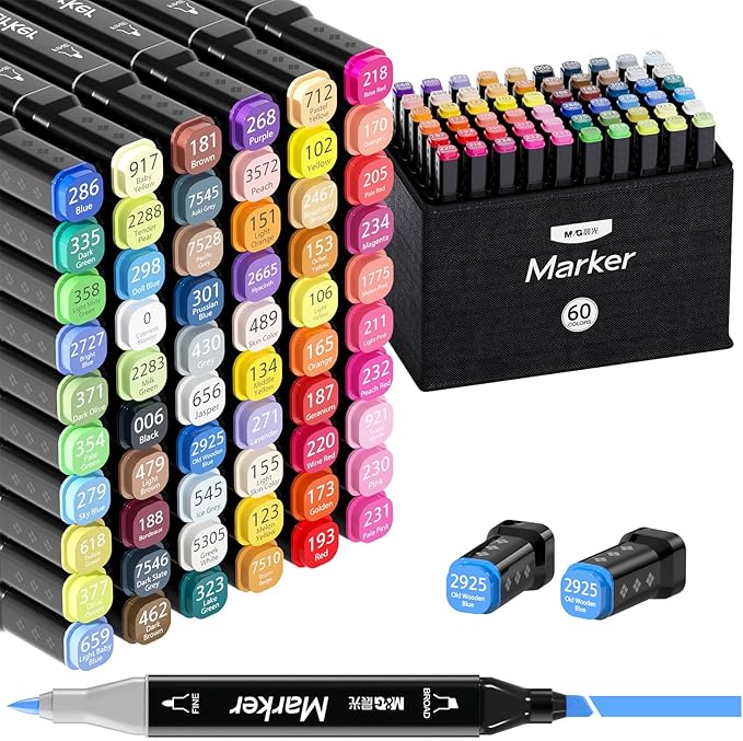 M&G Alcohol Markers, 60 Colors Dual Tip Art Marker, Stocking Stuffers Drawing Markers for Adult Coloring Books, Drawing-Christmas Gift Idea for artists - Art Supplies