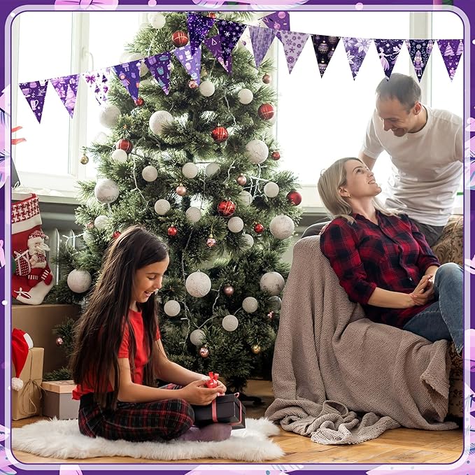 Fanfanwin 40 Pcs Purple Christmas Quilting Fabric Roll 2.56 Inch Precut Fabric Squares Jelly Patchwork Nutcracker Snowman Fairy Strips Materials for Winter Holiday Holiday Craft Sewing DIY