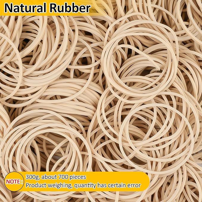 700 Pcs Rubber Bands, Size #16 Reusable Elastic Rubber Band for Office Supplies File Folders, Home Packaging, Crafts DIY Bundling, Multipurpose (Beige)