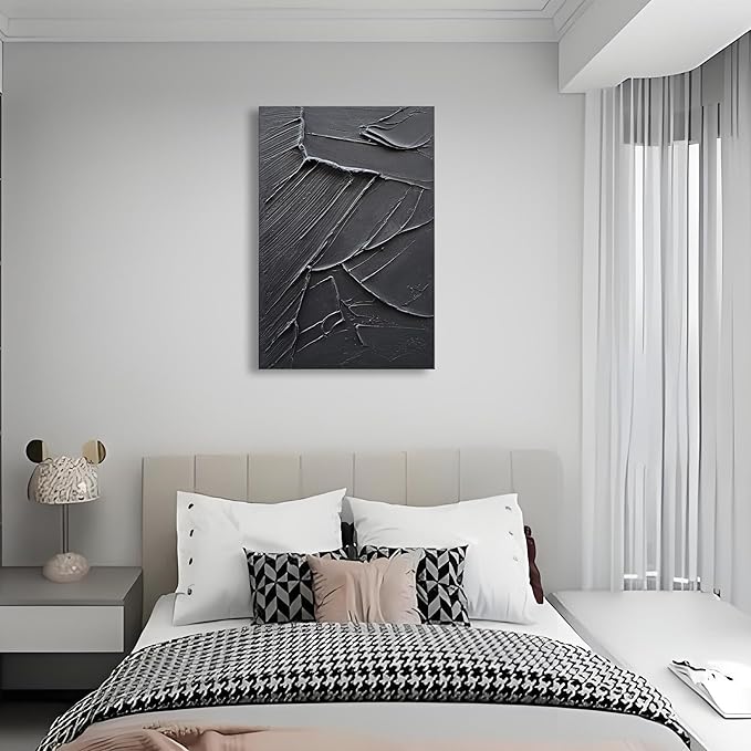 Art 36x24 inch Hand-Painted Black Texture Oil Painting Modern Abstract Art Home Wall Decoration Painting