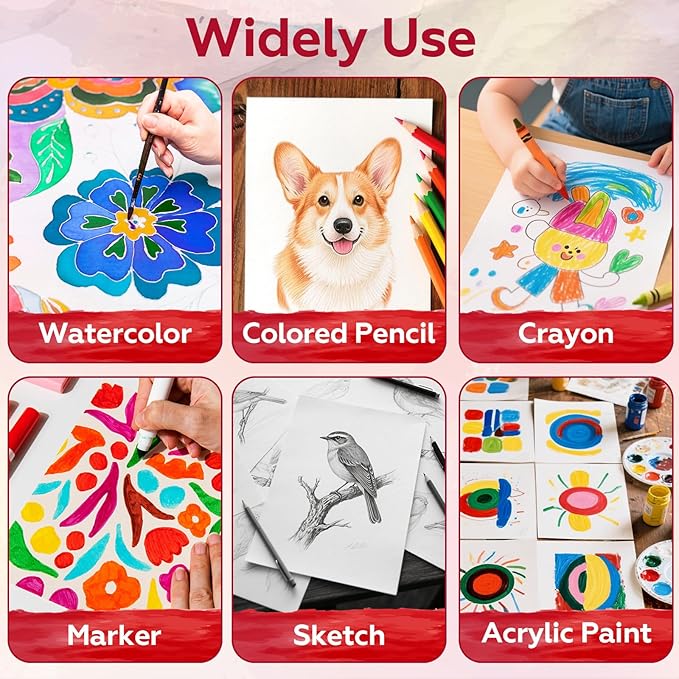 100 Sheets Watercolor Paper Bulk，5 x 7 Inch Cold Press 140 lb/300 GSM Water Color Paper for Kids Adults.Watercolor Drawing Paint Paper for Art Drawing Supplies