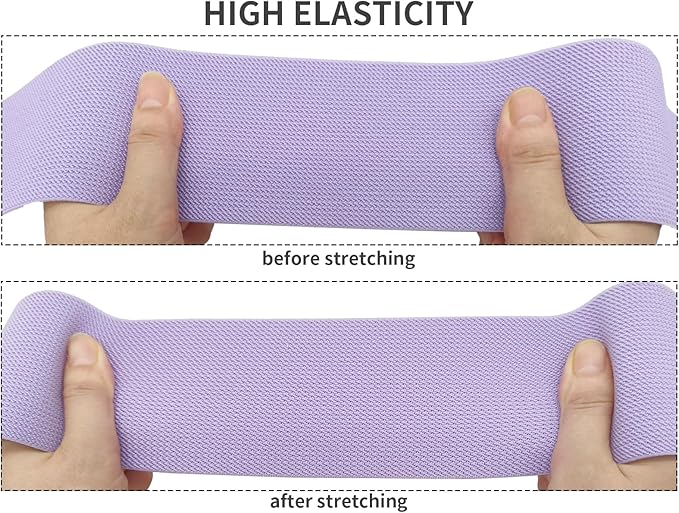 Lavender Knit Elastic Band 3 inch 5 Yards Double-Side Twill Woven Elastic Heavy Stretch Elastic Spool for Sewing Pants Waistband, Wigs, Skirts, Craft DIY Projects (#33)