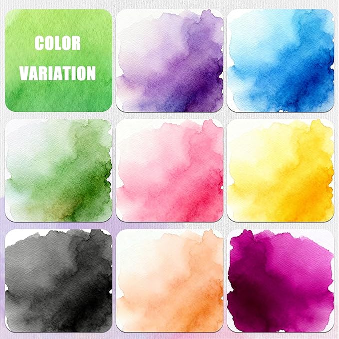 24 Colors Large Block Watercolor Paint Set for Watercolors Workbook, Portable Water Colors Paint Kit with 2 Paintbrushes 1 Waterbrush, for Painting Beginners & Professional Amateur Hobbyists(12Classic +8 Metallic +4 Fluorescent )