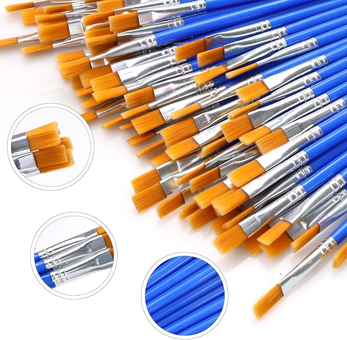 AROIC Paint Brushes Set,120 pcs Nylon Hair Brushes for Acrylic Oil Watercolor Artist Professional Painting Kits