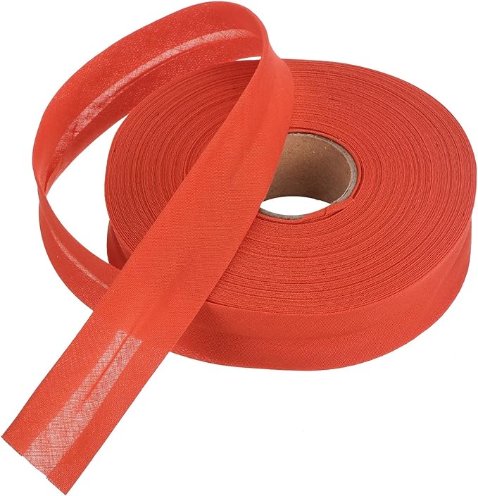 MECCANIXITY 1 Inch Single Fold Bias Tape Polyester Continuous Bulk Bias Tape for Sewing,Seaming Quilting Hemming Binding Crafts (Red 25 Yards)