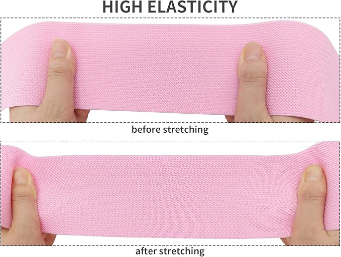Pink Knit Elastic Band 3 inch 5 Yards Double-Side Twill Woven Elastic Heavy Stretch Elastic Spool for Sewing Pants Waistband, Wigs, Skirts, Craft DIY Projects