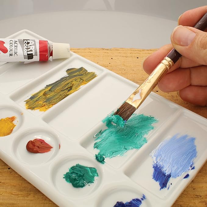 The Beadsmith Ceramic Mixing Palette – Rectangle Design Paint Holder – Arts and Crafts Accessories Organizer – 7.7' x 4.3' x .4” – 12 Compartments, (4 Palettes)