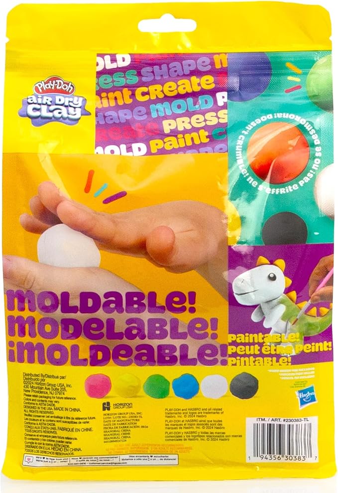 Play-Doh Brand Air Dry Clay, 6 Vibrant Clay Colors, Soft & Ultra Light Modeling Clay for Kids, Moldable, Paintable, Crumble-Free