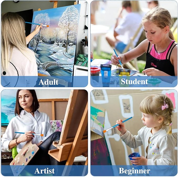 1/2 inch Flat Paint Brushes for Acrylic Painting,20Pcs Flat Acrylic Paint Brush Watercolor Quality Synthetic Artist Paint Synthetic Paint Brushes for Detail Art Painting Oil