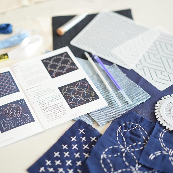 Sashiko Repair Kit by OurHands - Repair and Embellish Your Fabrics Using The Traditional Japanese Art of sashiko Mending
